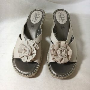 Tan Canvas Espadrille Wedge Sandals